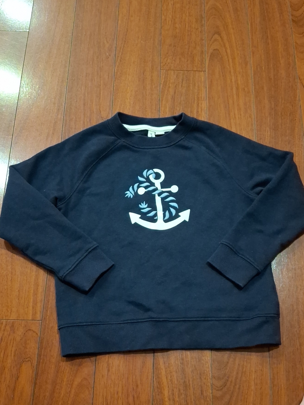 Janie and Jack Navy Sweatshirt with White Anchor Graphic